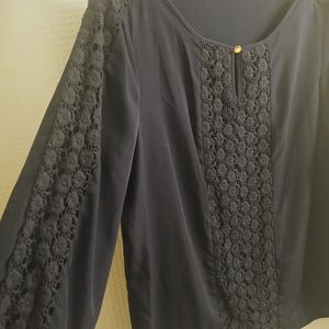 Dana Buchman navy blouse with embellishments